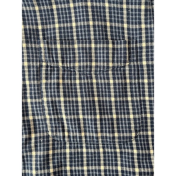 G.H. Bass & Co Men Large Yellow/Blue Plaid Long Sleeve Button Down Flannel Shirt - Picture 4 of 9